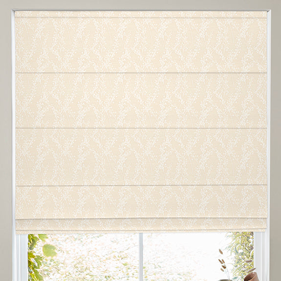 Grace Jacquard Sprig Made To Measure Roman Blind Snow