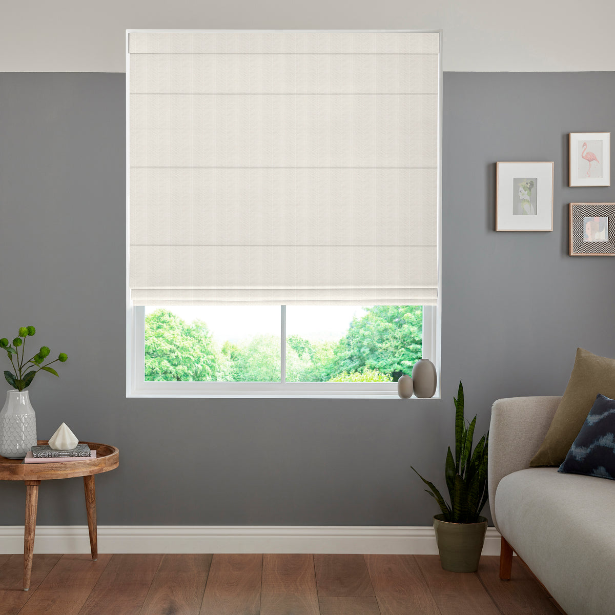 Ren Herringbone Woven Made To Measure Roman Blind Pearl