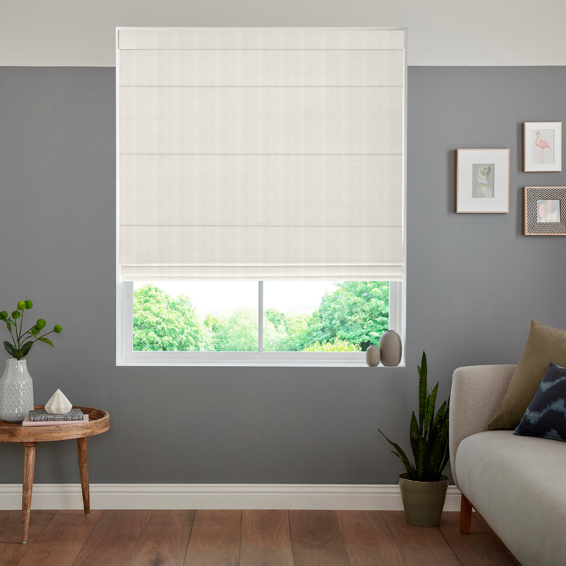 Ren Herringbone Woven Made To Measure Roman Blind Pearl