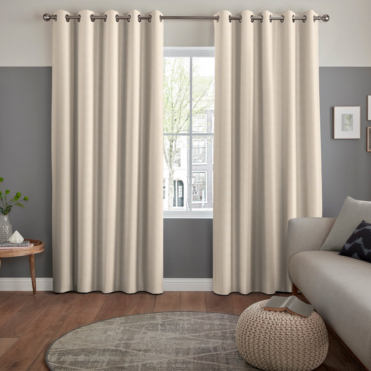 Jem Jacquard Stripe Made To Measure Curtains Cream