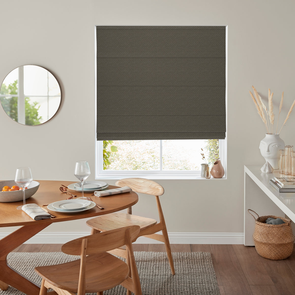 Kris Woven Diamond Made To Measure Roman Blind Biscuit