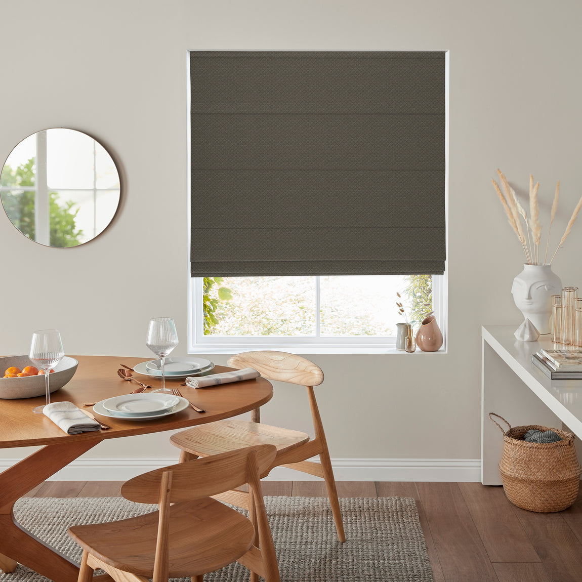 Kris Woven Diamond Made To Measure Roman Blind Biscuit