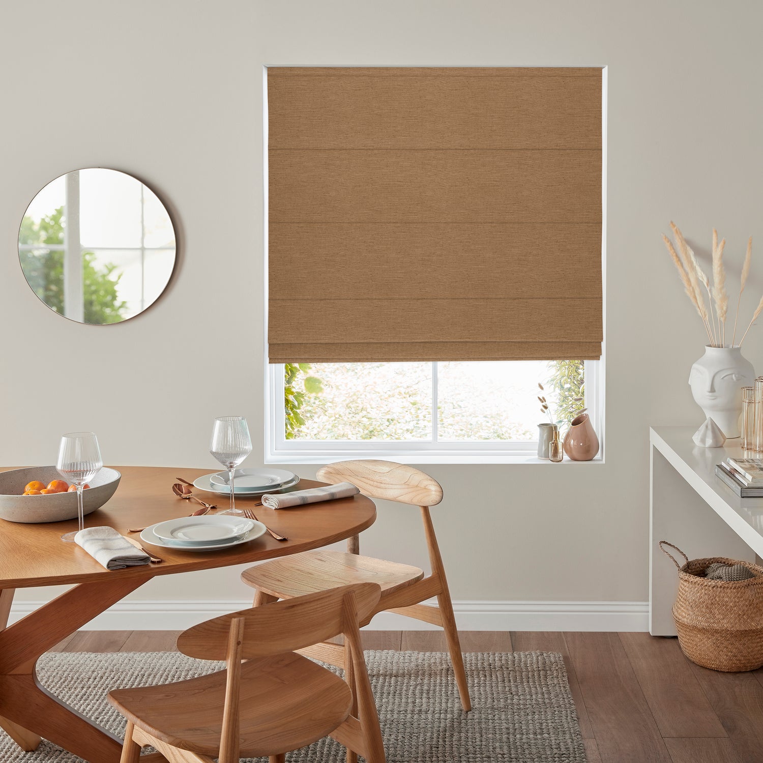 Jillian Soft Plain Made To Measure Roman Blind Tan