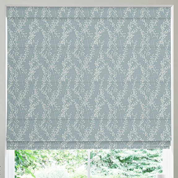 Grace Jacquard Sprig Made To Measure Roman Blind Smoky Blue