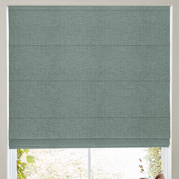 Fae Textured Plain Made To Measure Roman Blind Blue Green