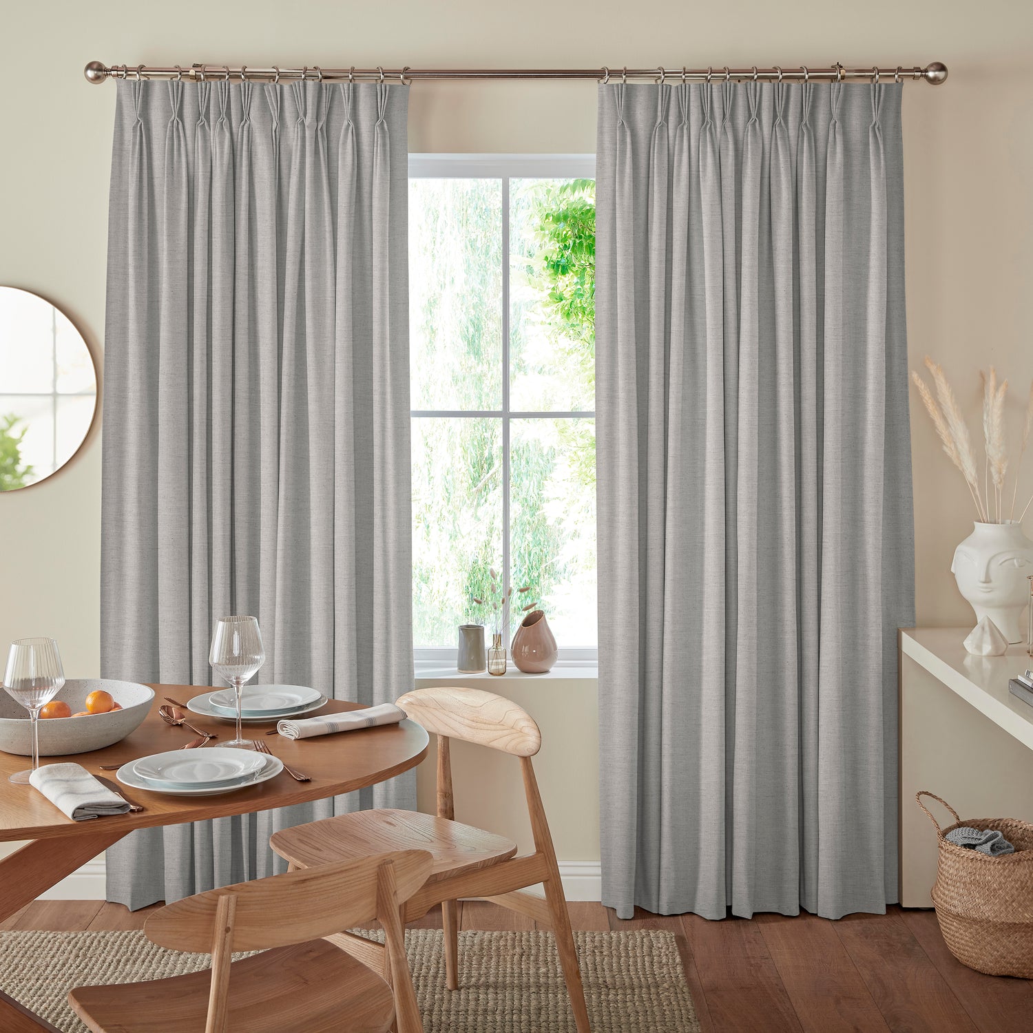 Jillian Soft Plain Made To Measure Curtains Cement