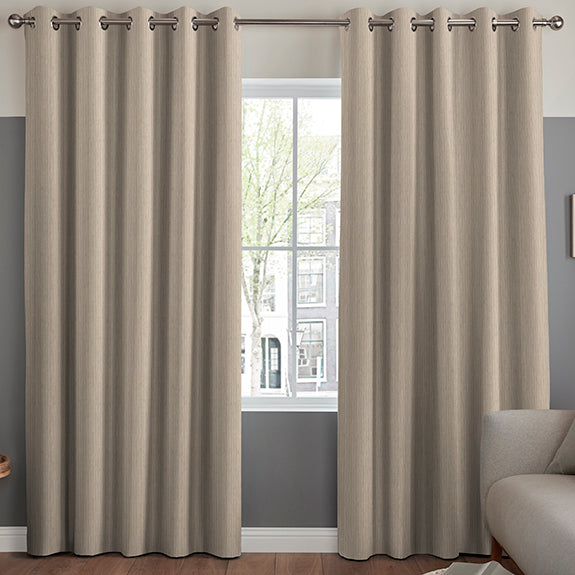 Manco Textured Stripe Made To Measure Curtains Putty