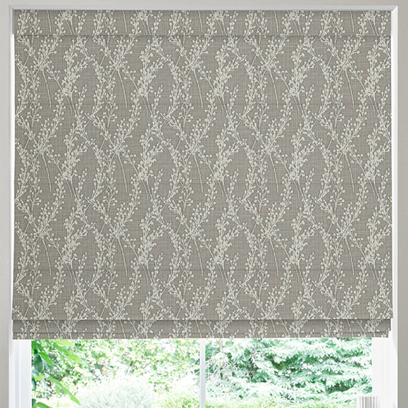 Grace Jacquard Sprig Made To Measure Roman Blind Smoke