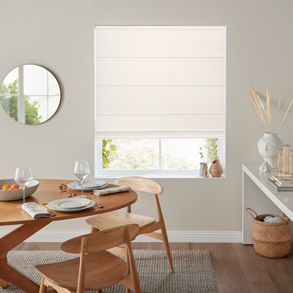 Manco Textured Stripe Made To Measure Roman Blind Bone