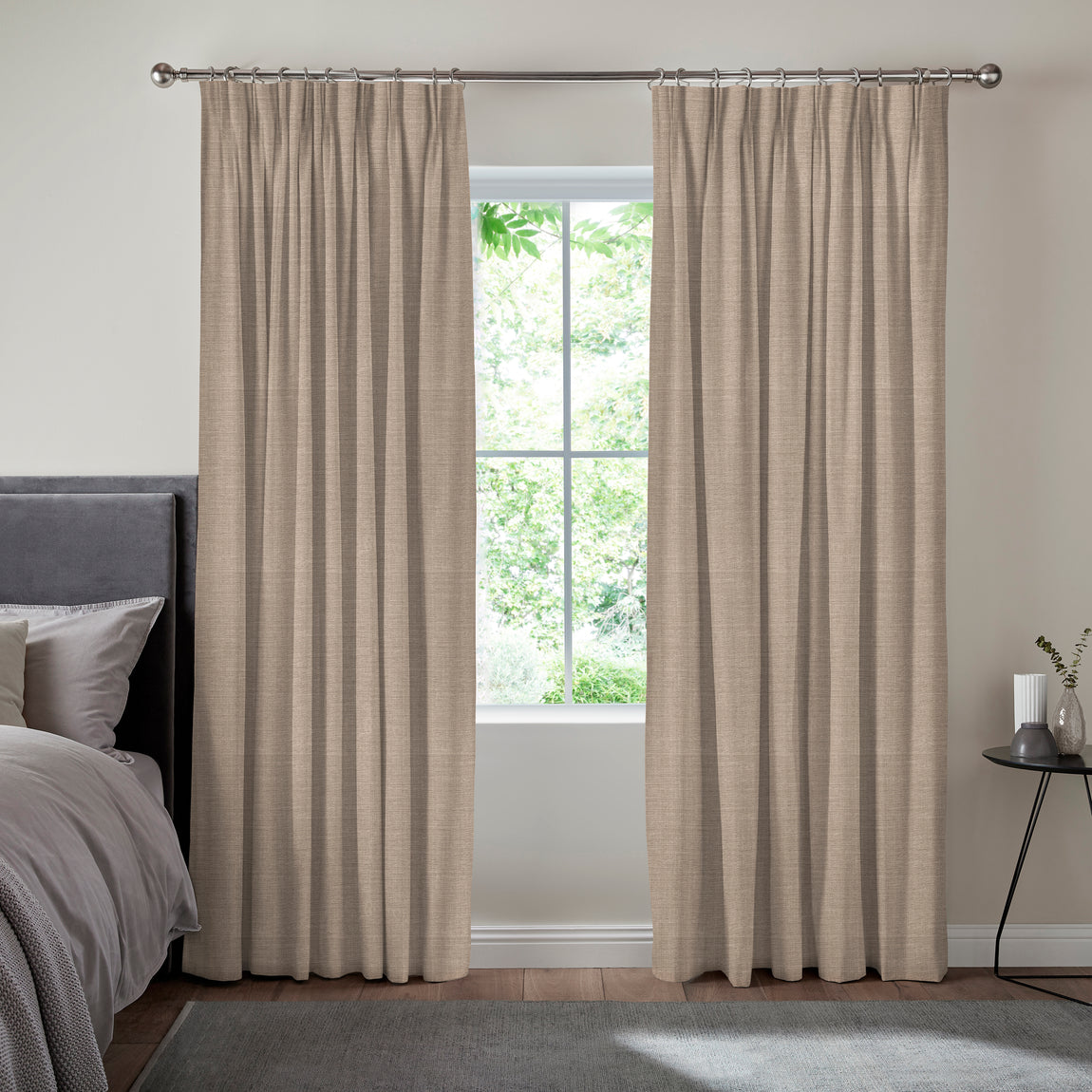 Fae Textured Plain Made To Measure Curtains Taupe