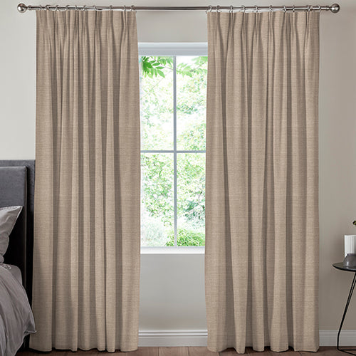Fae Textured Plain Made To Measure Curtains Taupe