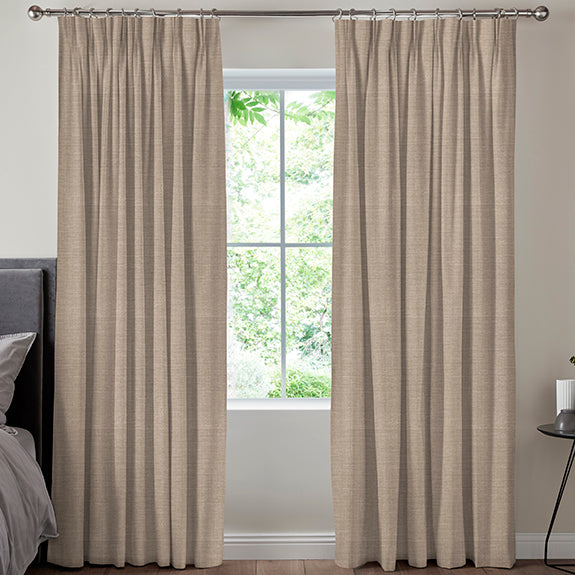 Fae Textured Plain Made To Measure Curtains Taupe