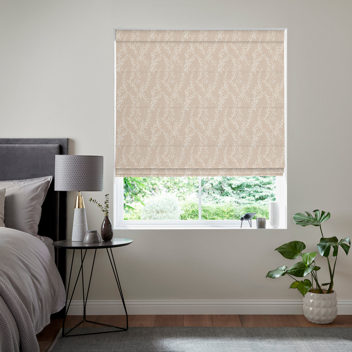 Grace Jacquard Sprig Made To Measure Roman Blind Linen