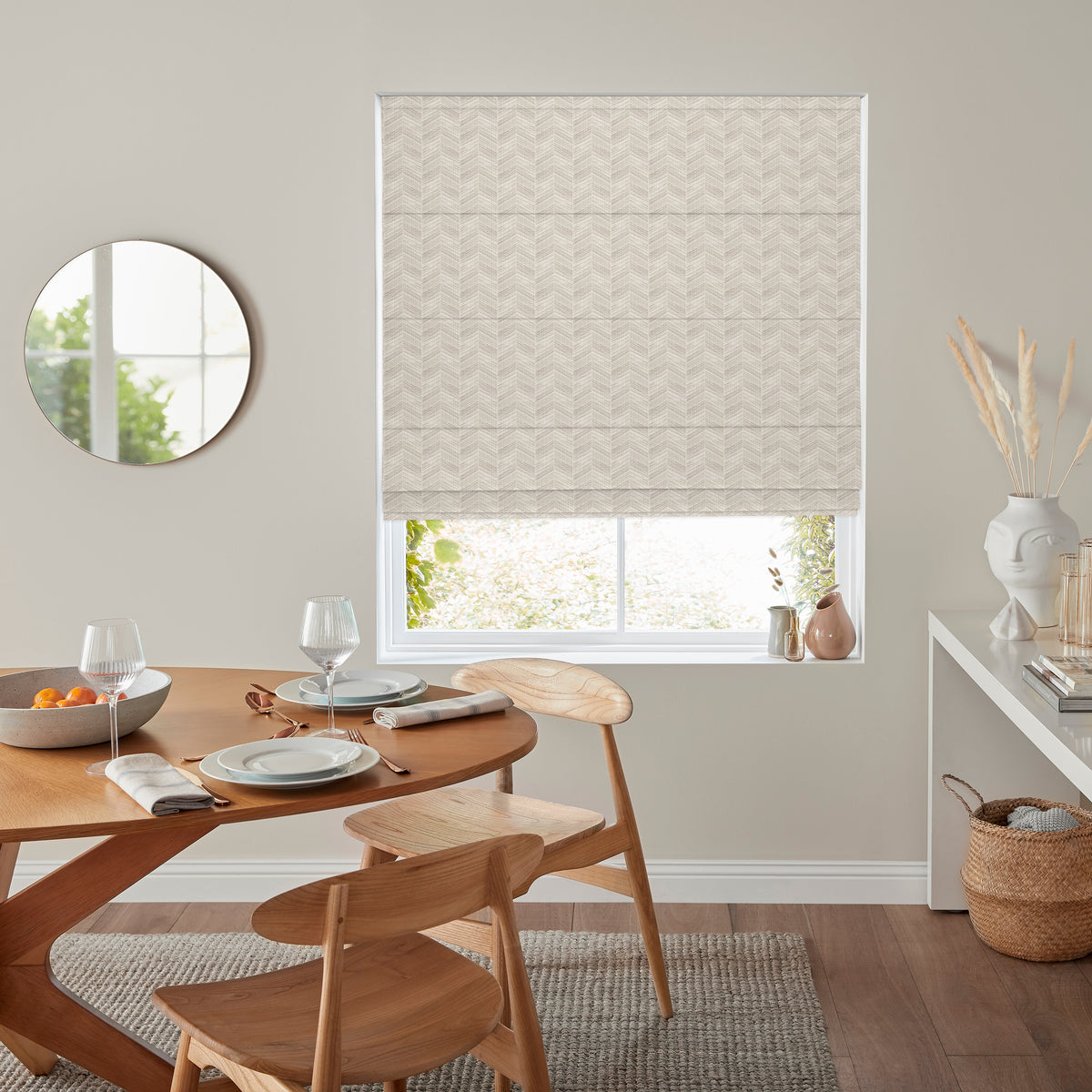 Ren Herringbone Woven Made To Measure Roman Blind Linen