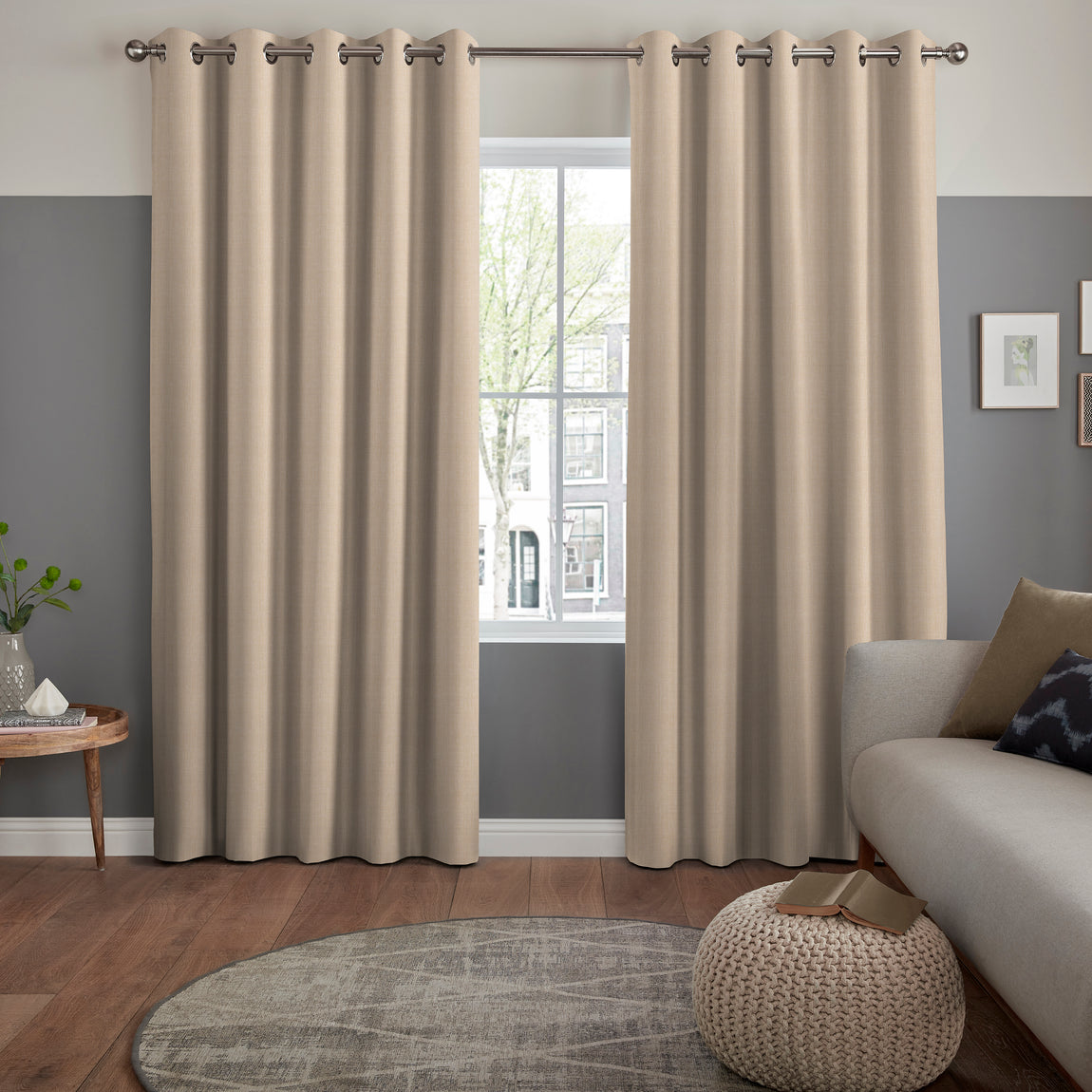 Jamie Jacquard Made To Measure Curtains Mushroom
