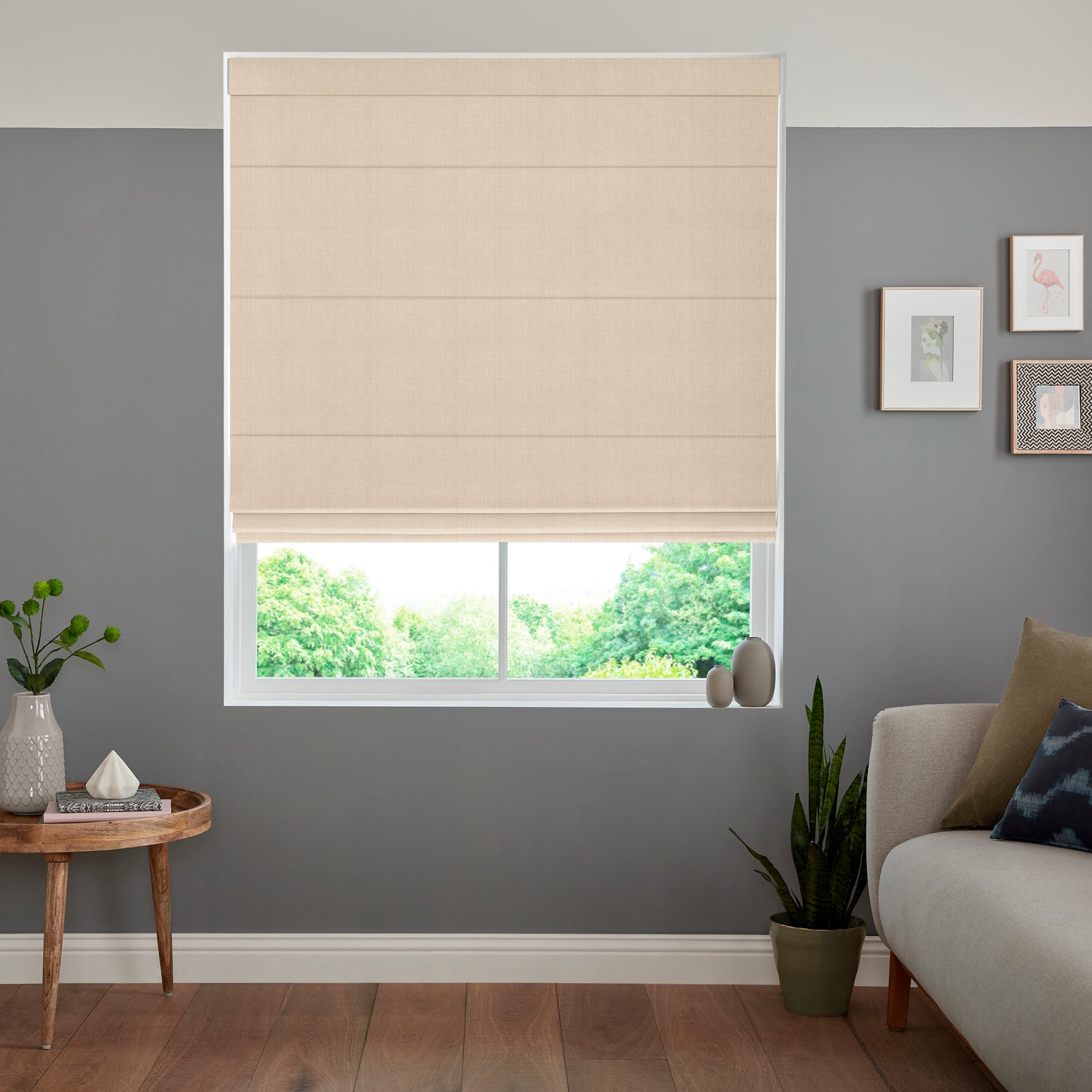 Jamie Jacquard Made To Measure Roman Blind Mushroom