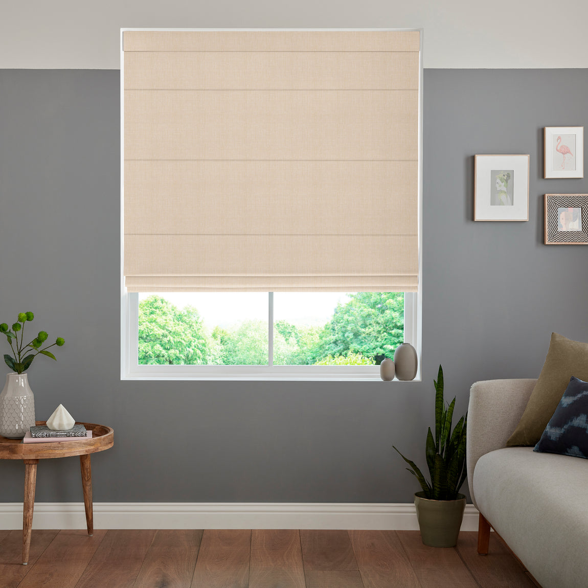 Jamie Jacquard Made To Measure Roman Blind Mushroom