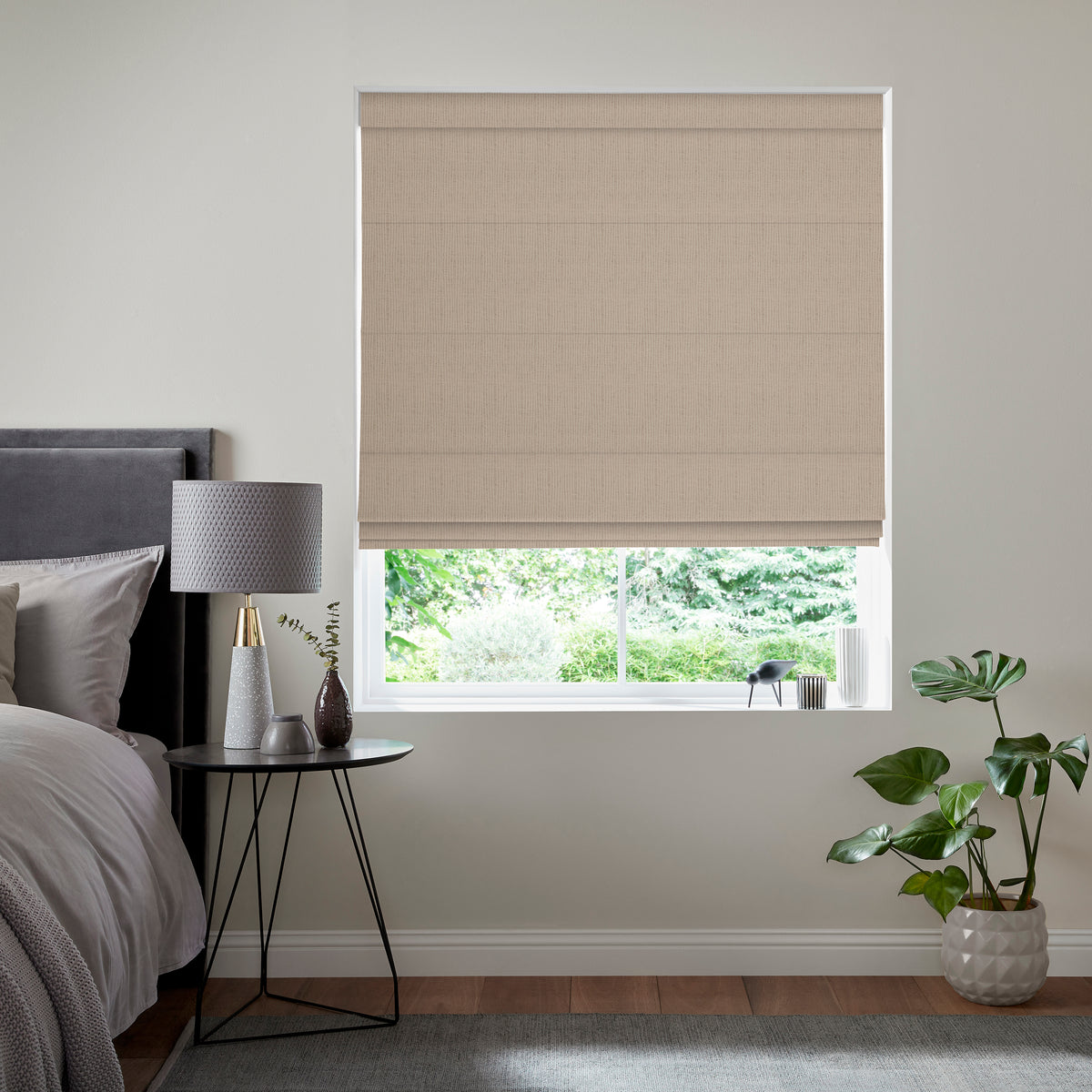 Nia Woven Stripe Made To Measure Roman Blind Sandstone