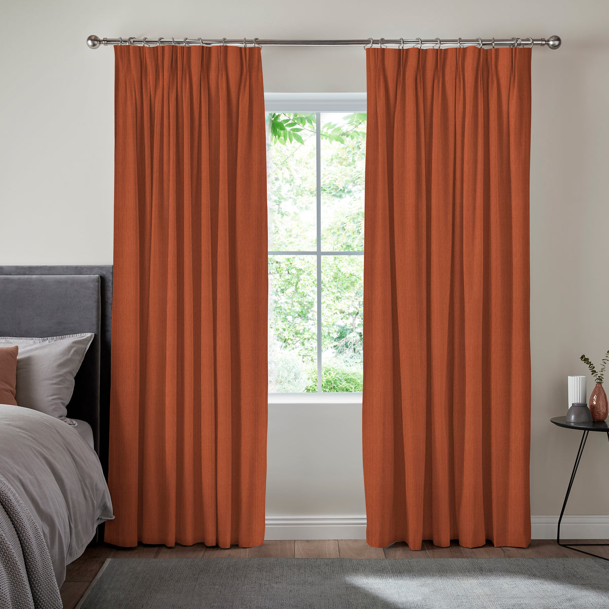 Lindy Shimmer Woven Made To Measure Curtains Burnt Umber