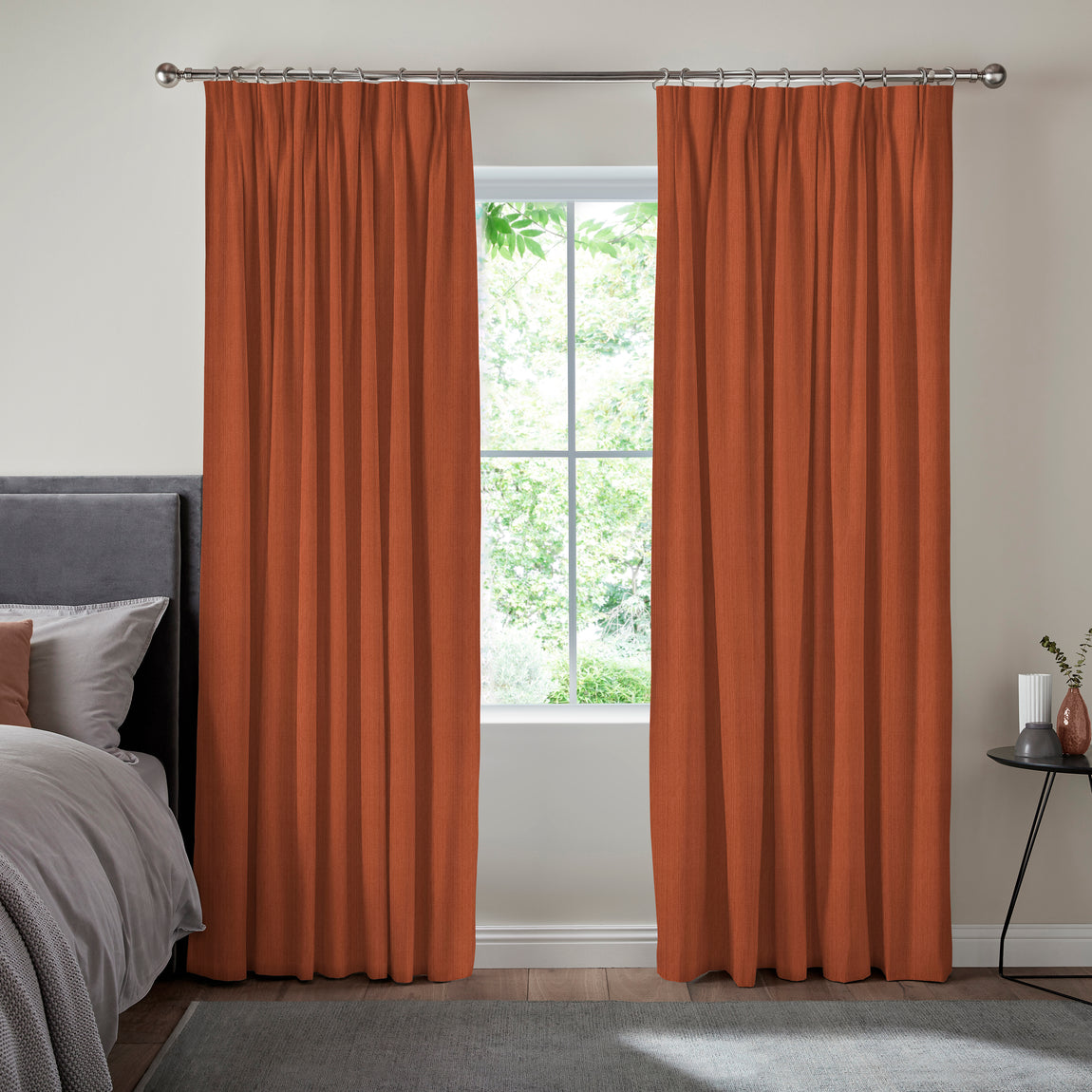 Lindy Shimmer Woven Made To Measure Curtains Burnt Umber