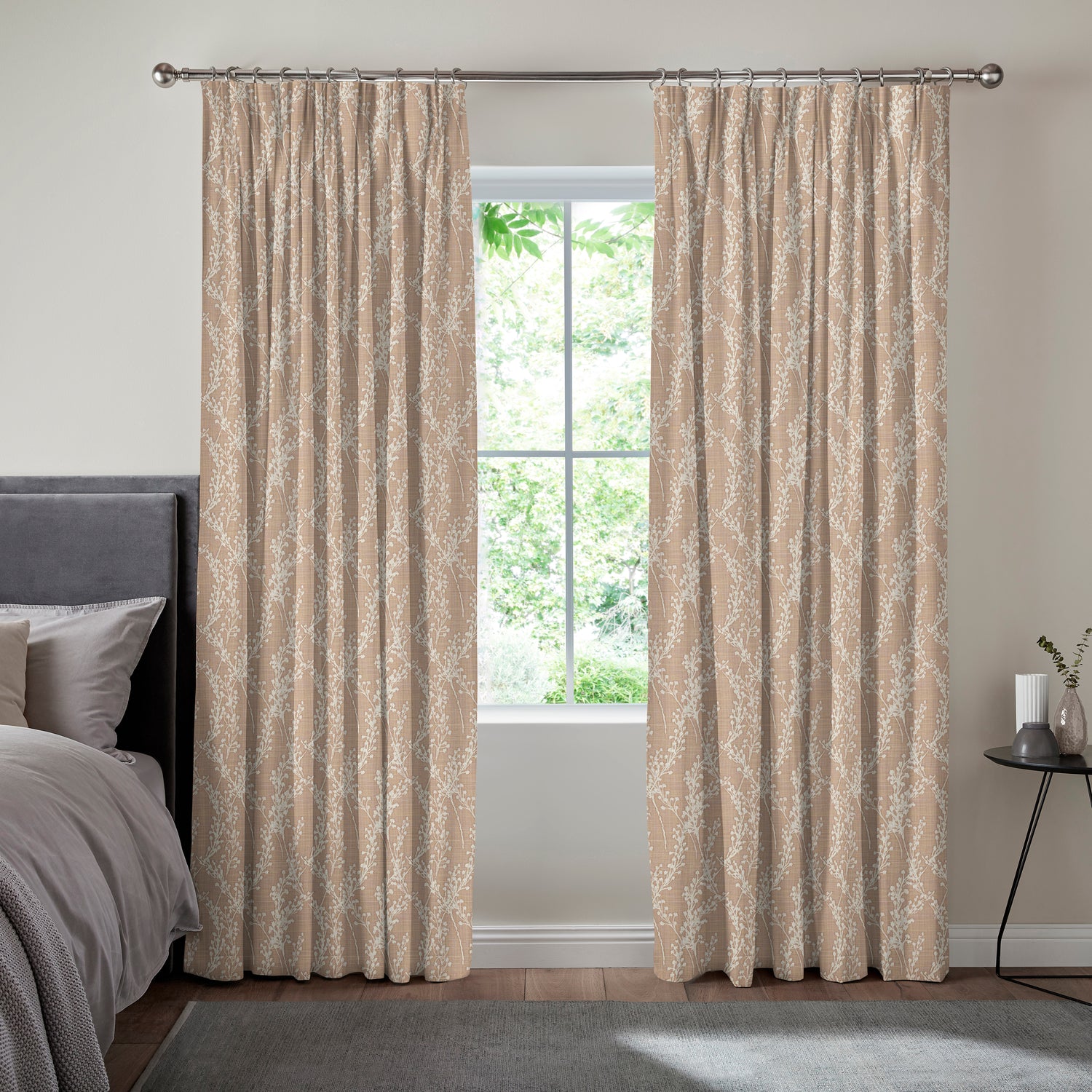 Grace Jacquard Sprig Made To Measure Curtains Rose