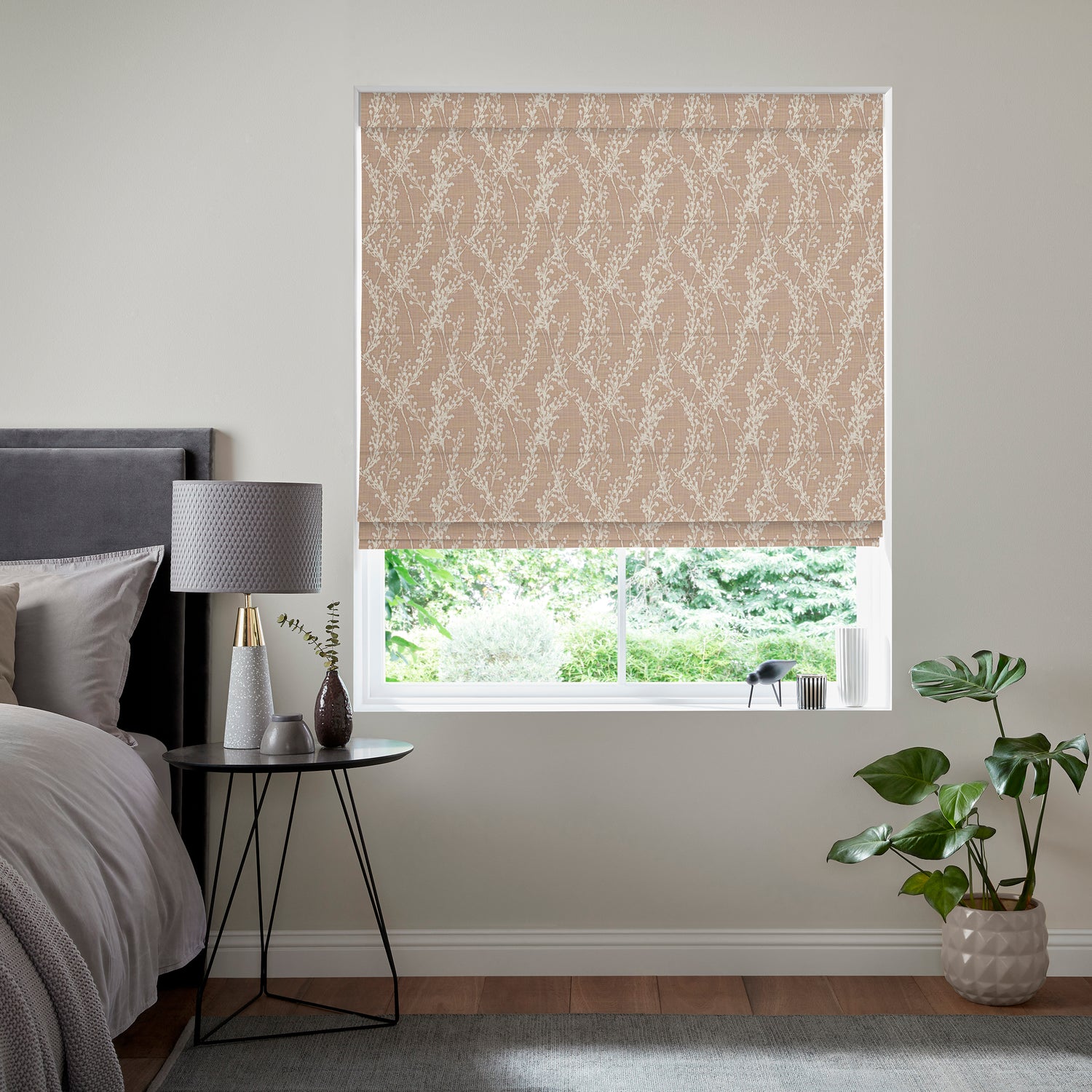 Grace Jacquard Sprig Made To Measure Roman Blind Rose