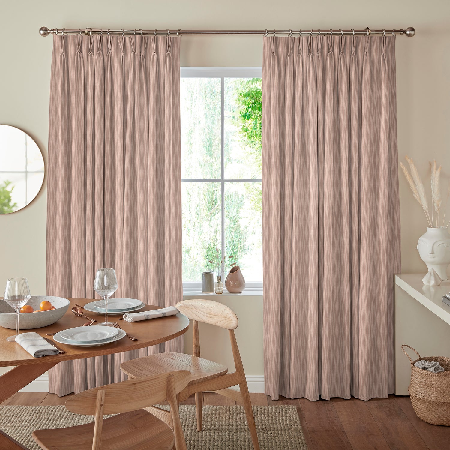 Nia Woven Stripe Made To Measure Curtains Rosewood