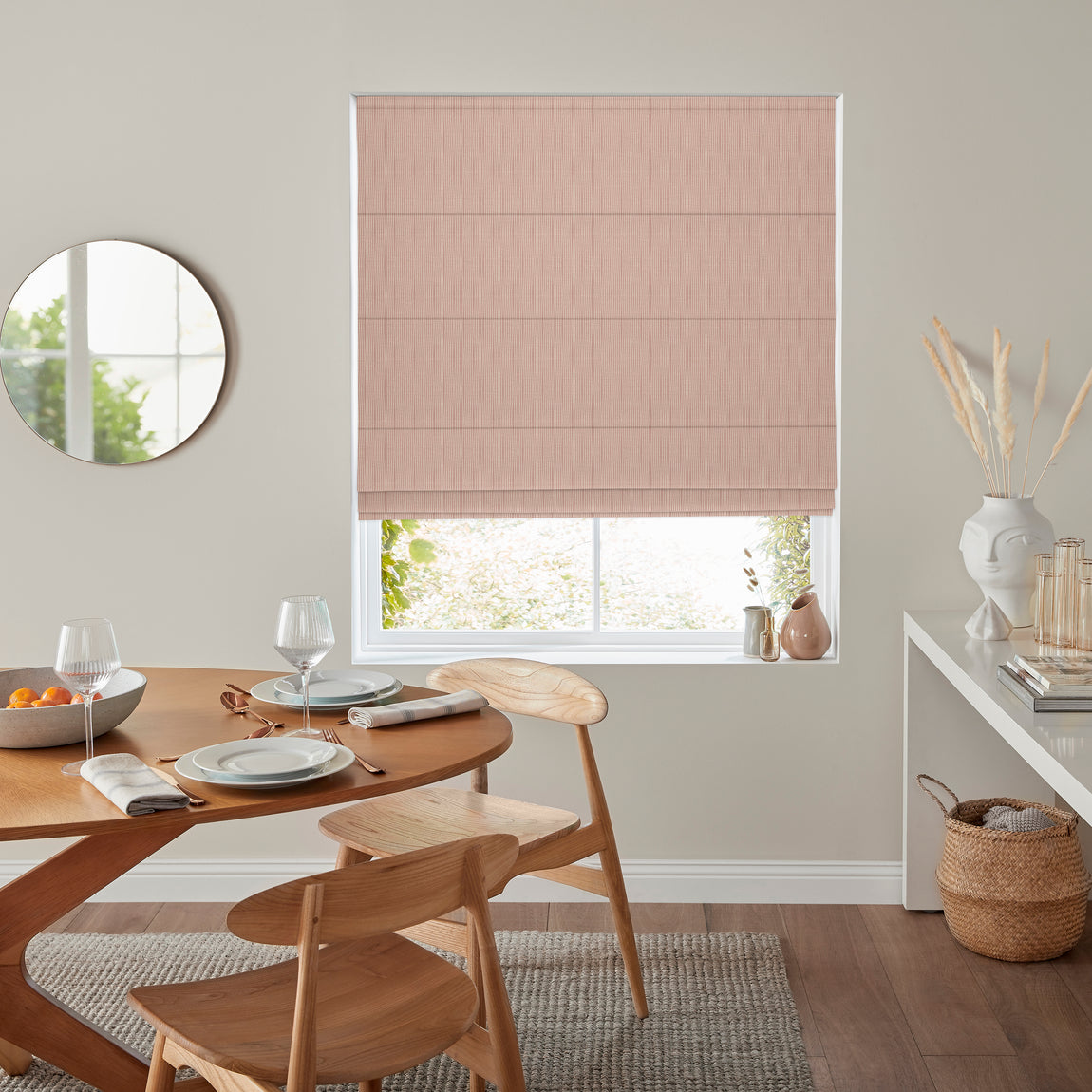 Nia Woven Stripe Made To Measure Roman Blind Rosewood