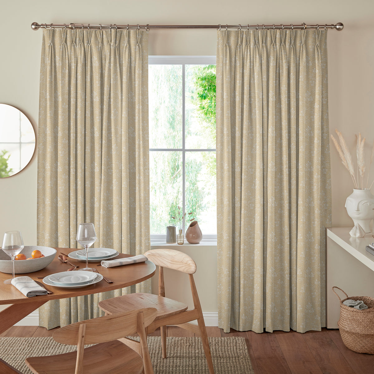 Truth Printed Floral Jacquard Made To Measure Curtains Lemon