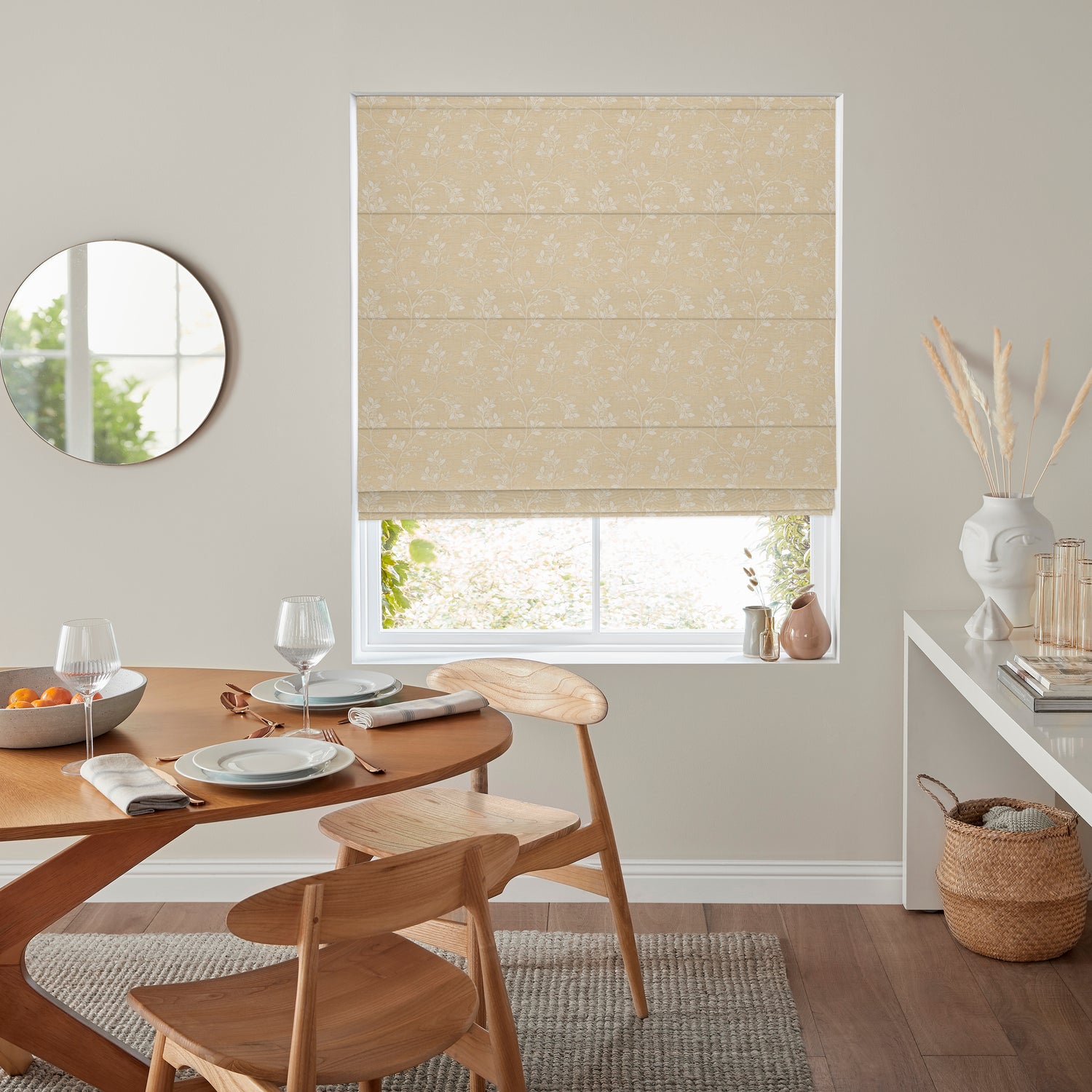 Truth Printed Floral Jacquard Made To Measure Roman Blind Lemon