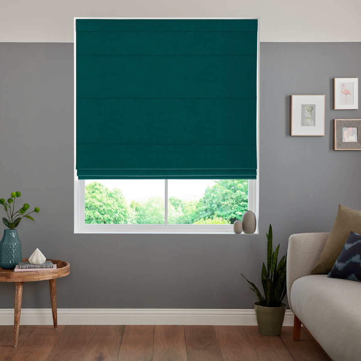 Ella Soft Velvet Made To Measure Roman Blind Cyan
