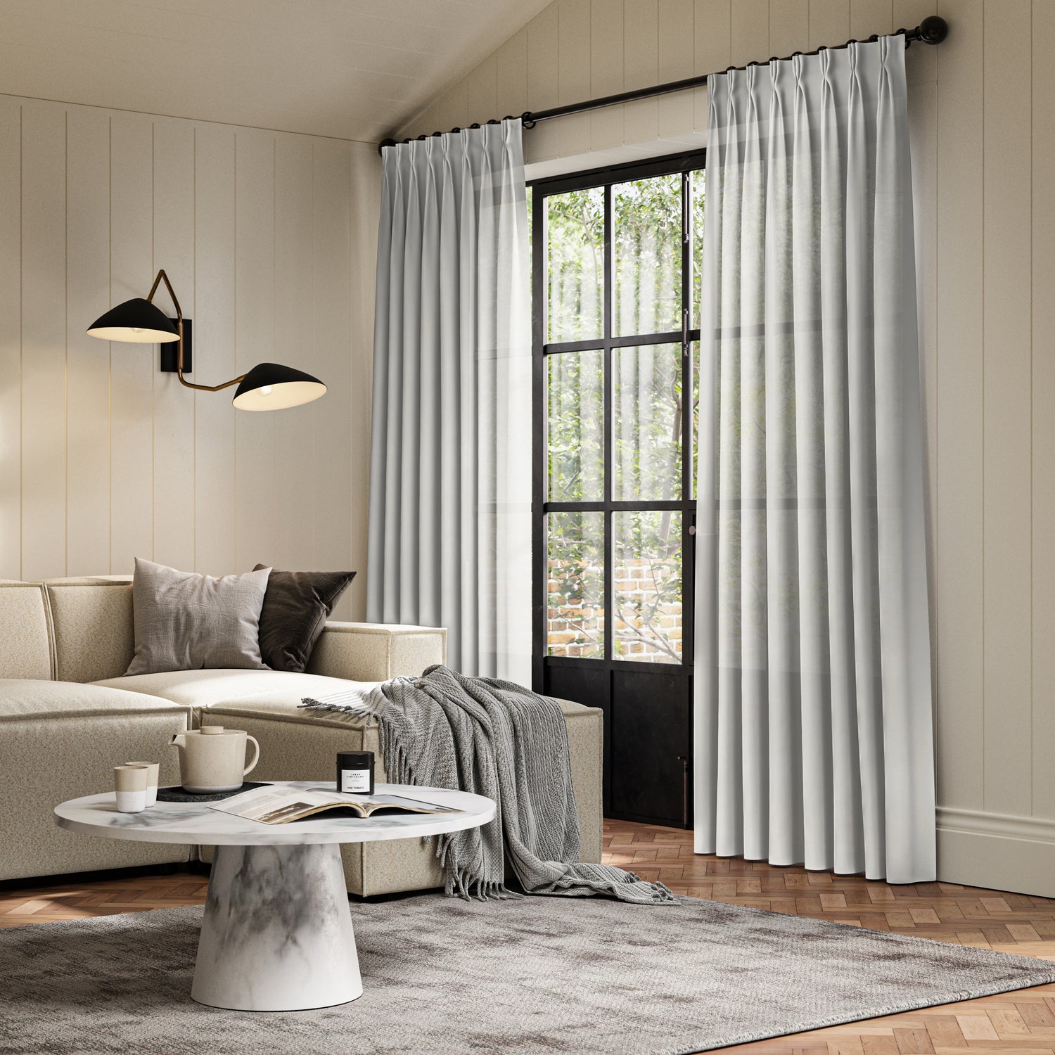 ANTE DECOR Karrika NO JOINS Sheer Made To Measure Curtains Ice