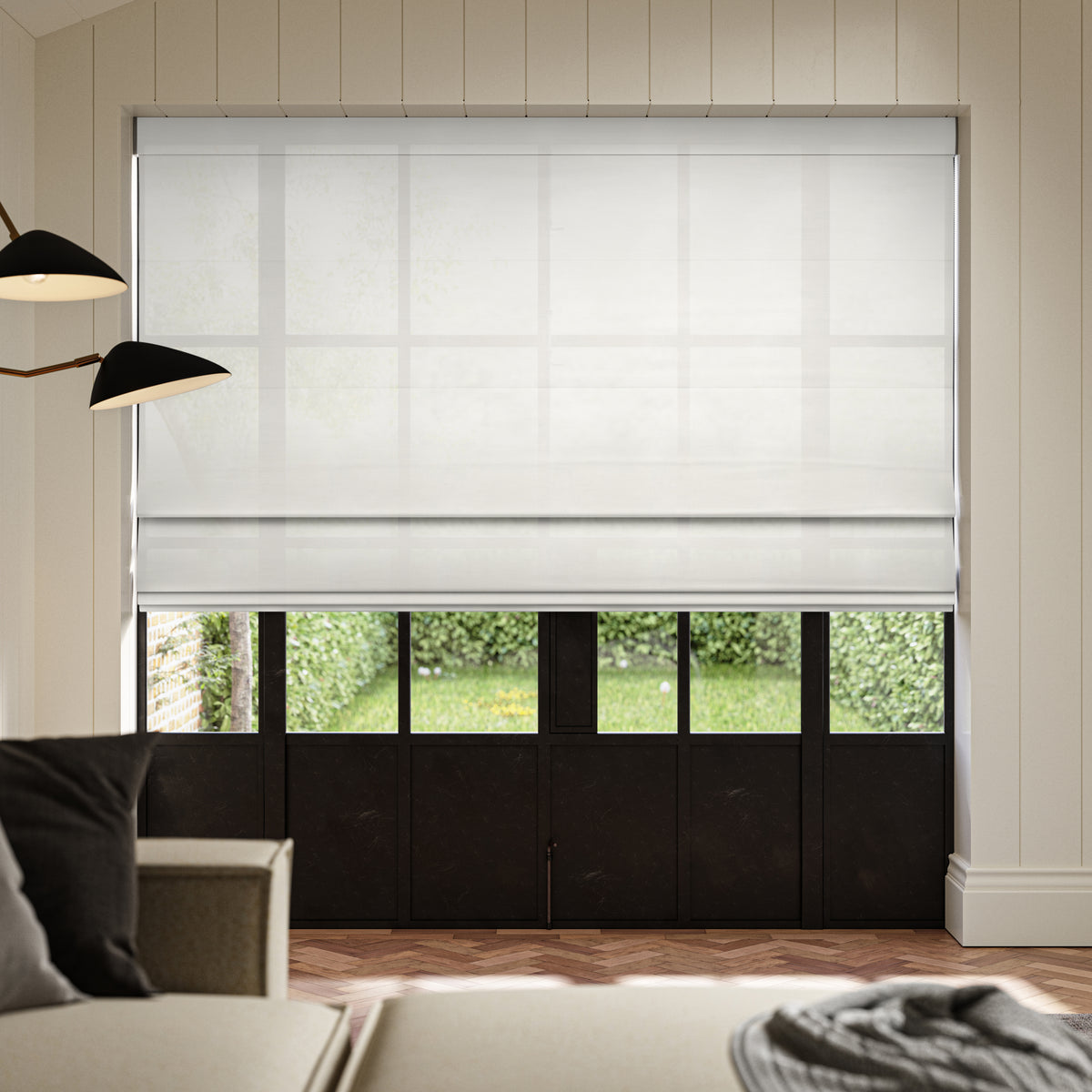 ANTE DECOR Karrika NO JOINS Sheer Made To Measure Roman Blind Ice