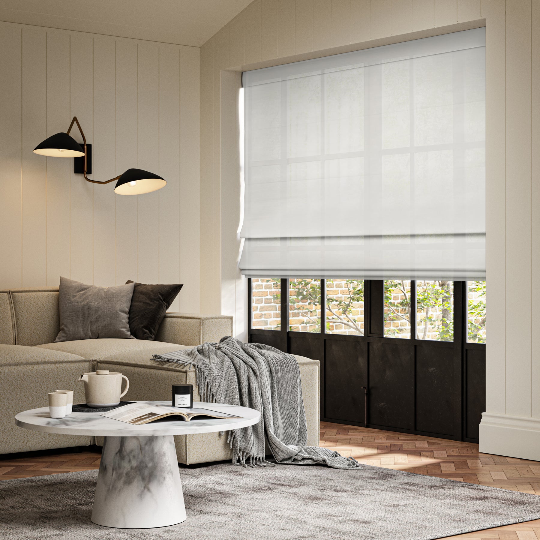 ANTE DECOR Karrika NO JOINS Sheer Made To Measure Roman Blind Ice