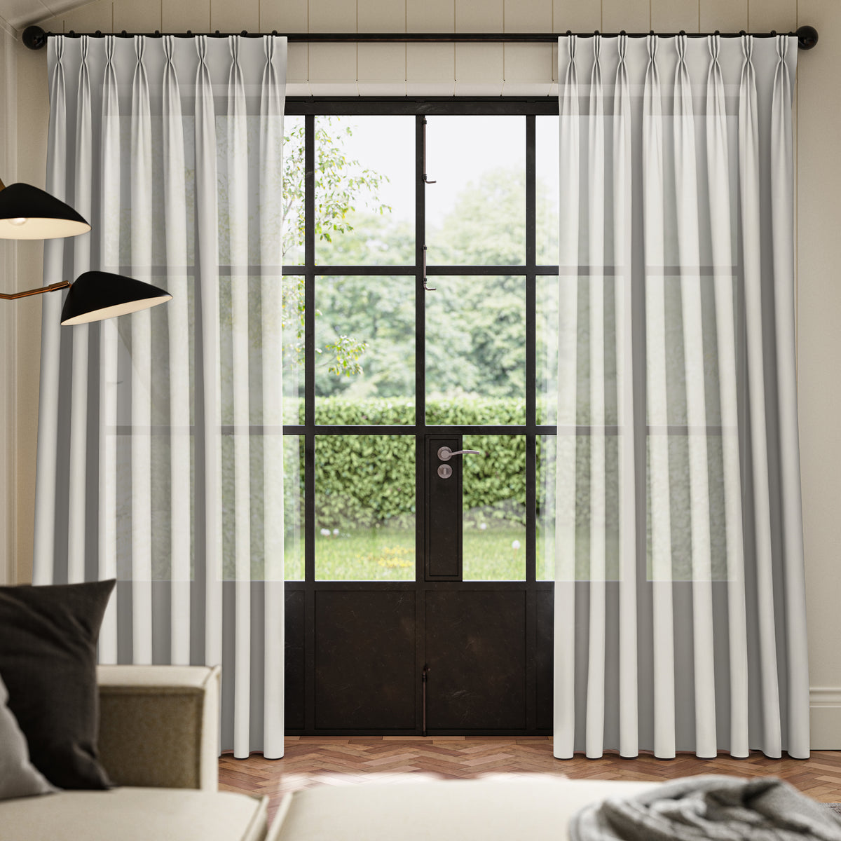 ANTE DECOR Karrika NO JOINS Sheer Made To Measure Roman Blind Pearl