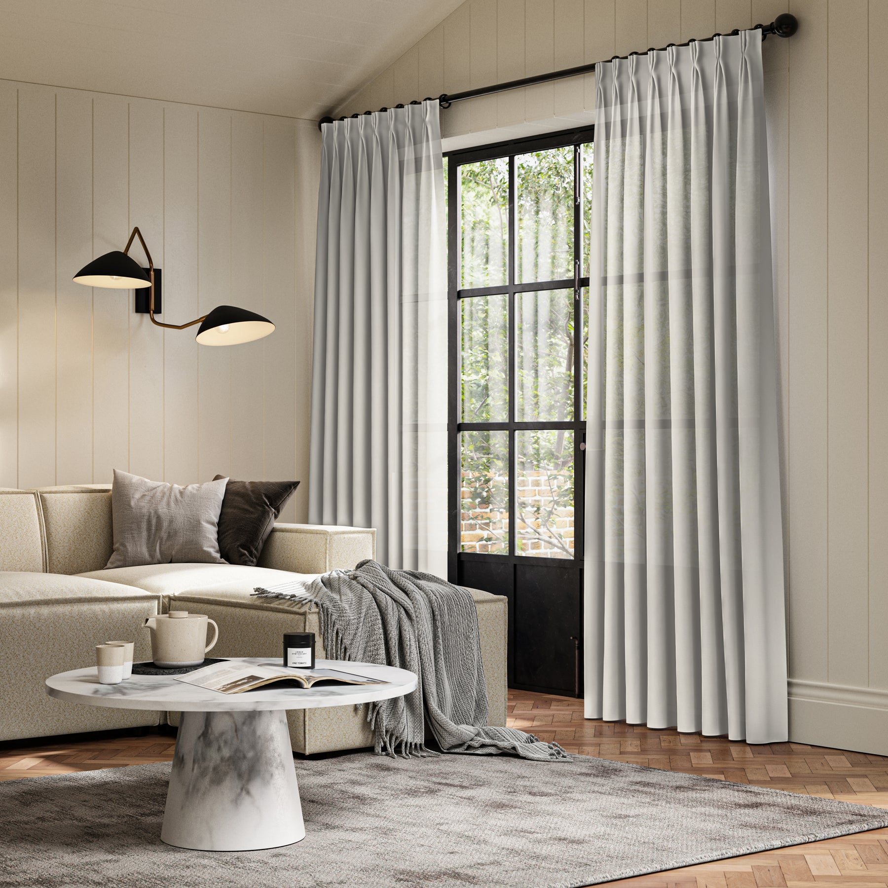 ANTE DECOR Karrika NO JOINS Sheer Made To Measure Curtains Pearl