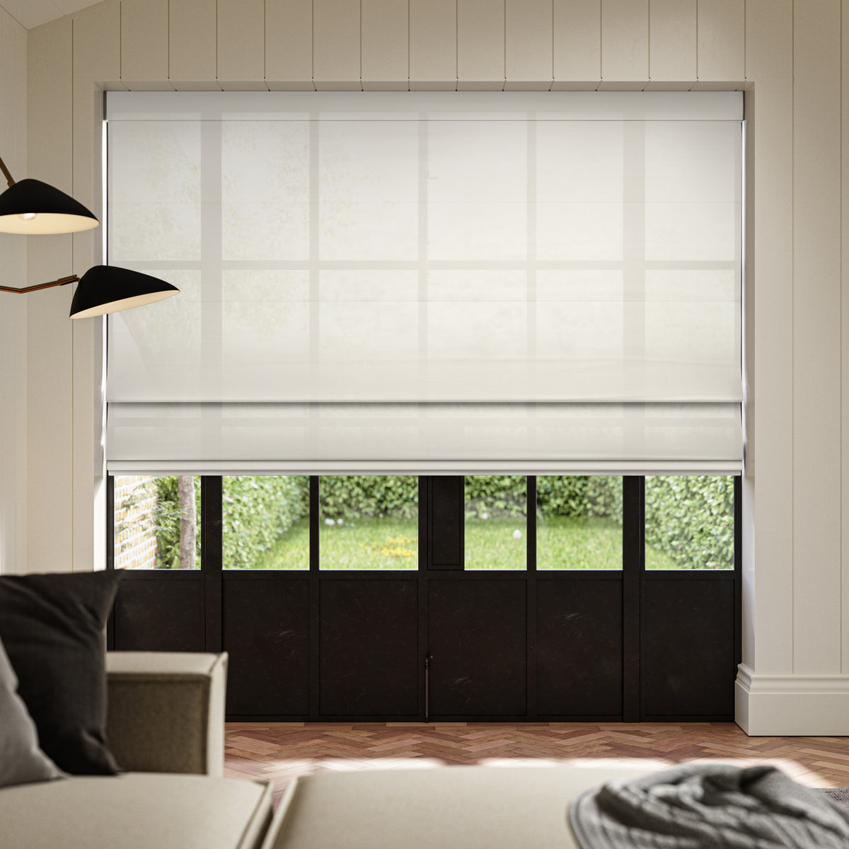 ANTE DECOR Karrika NO JOINS Sheer Made To Measure Roman Blind Pearl