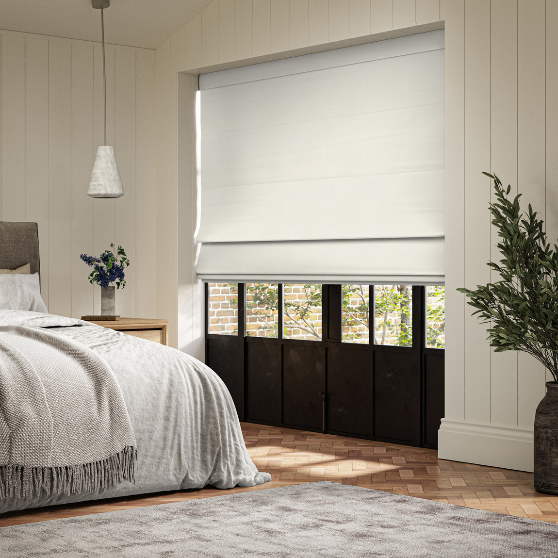 ANTE DECOR Fortress NO JOINS Dimout Made To Measure Roman Blind Snow
