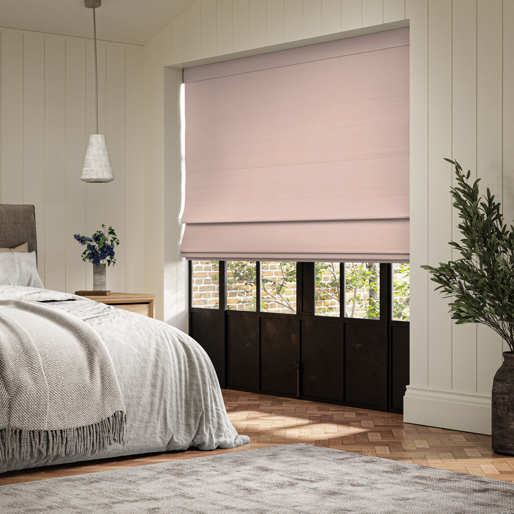 ANTE DECOR Fortress NO JOINS Dimout Made To Measure Roman Blind Blush