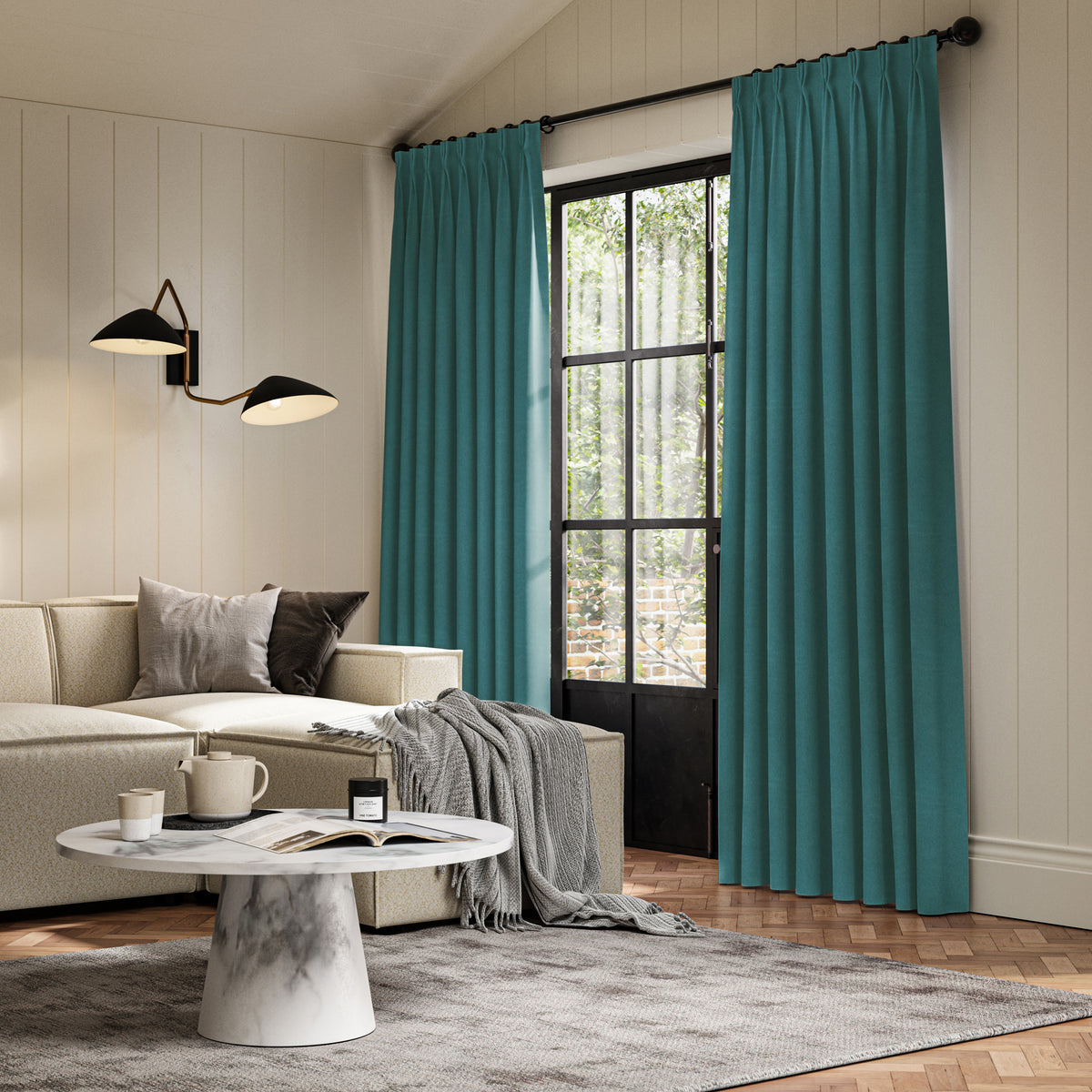 ANTE DECOR Fortress NO JOINS Dimout Made To Measure Curtains Peacock