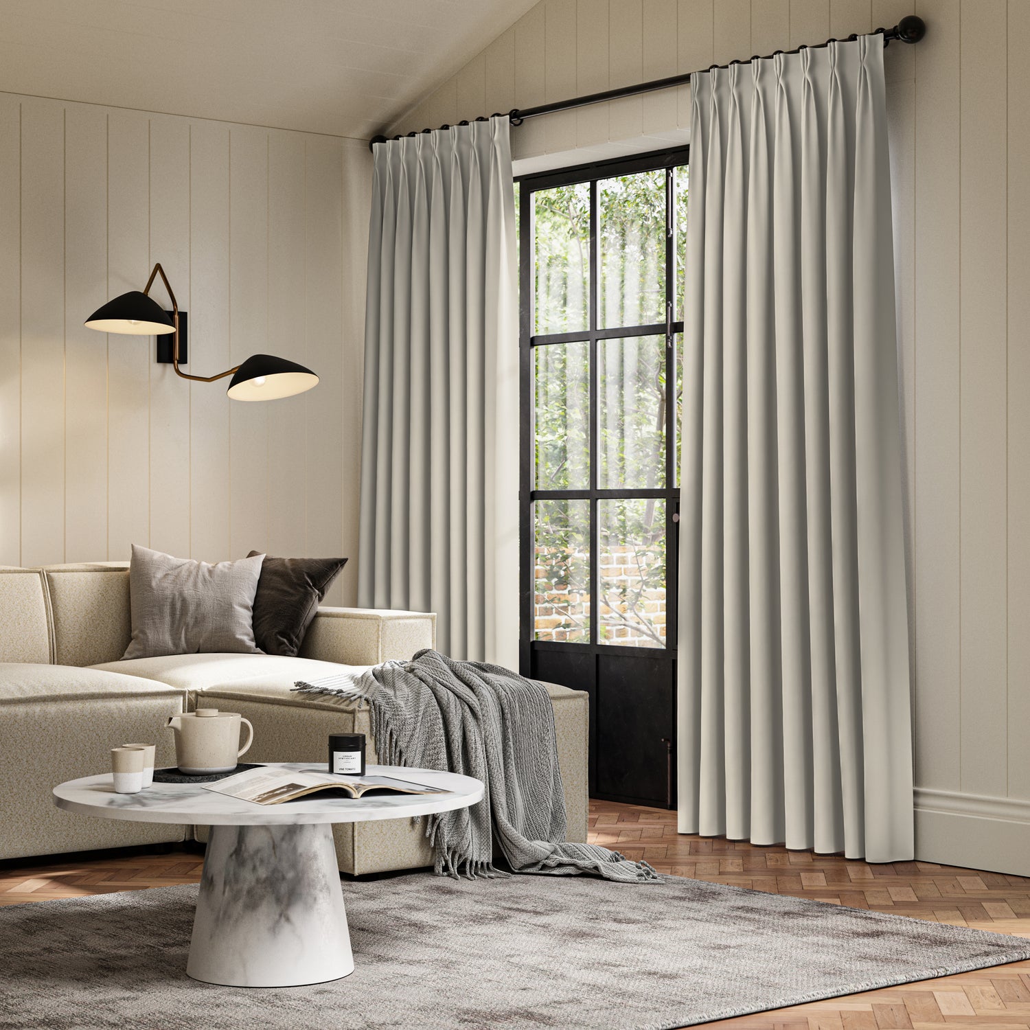 ANTE DECOR Virtus NO JOINS Soft Dim Out Made To Measure Curtains Pearl