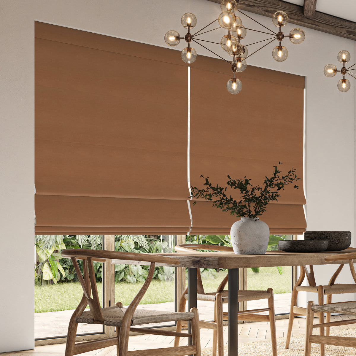 ANTE DECOR Virtus NO JOINS Soft Dim Out Made To Measure Roman Blind Rust
