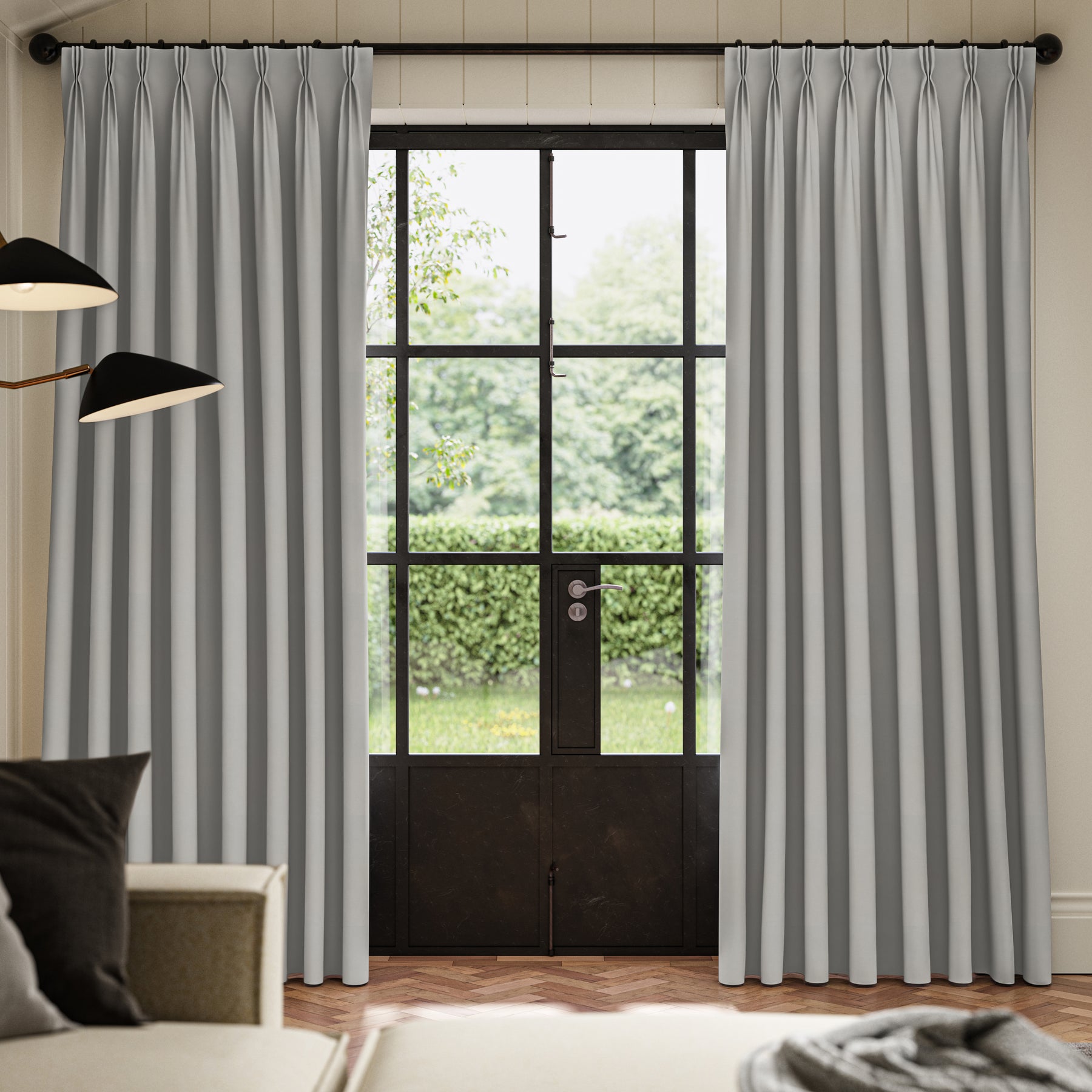 ANTE DECOR Virtus NO JOINS Soft Dim Out Made To Measure Roman Blind Steel