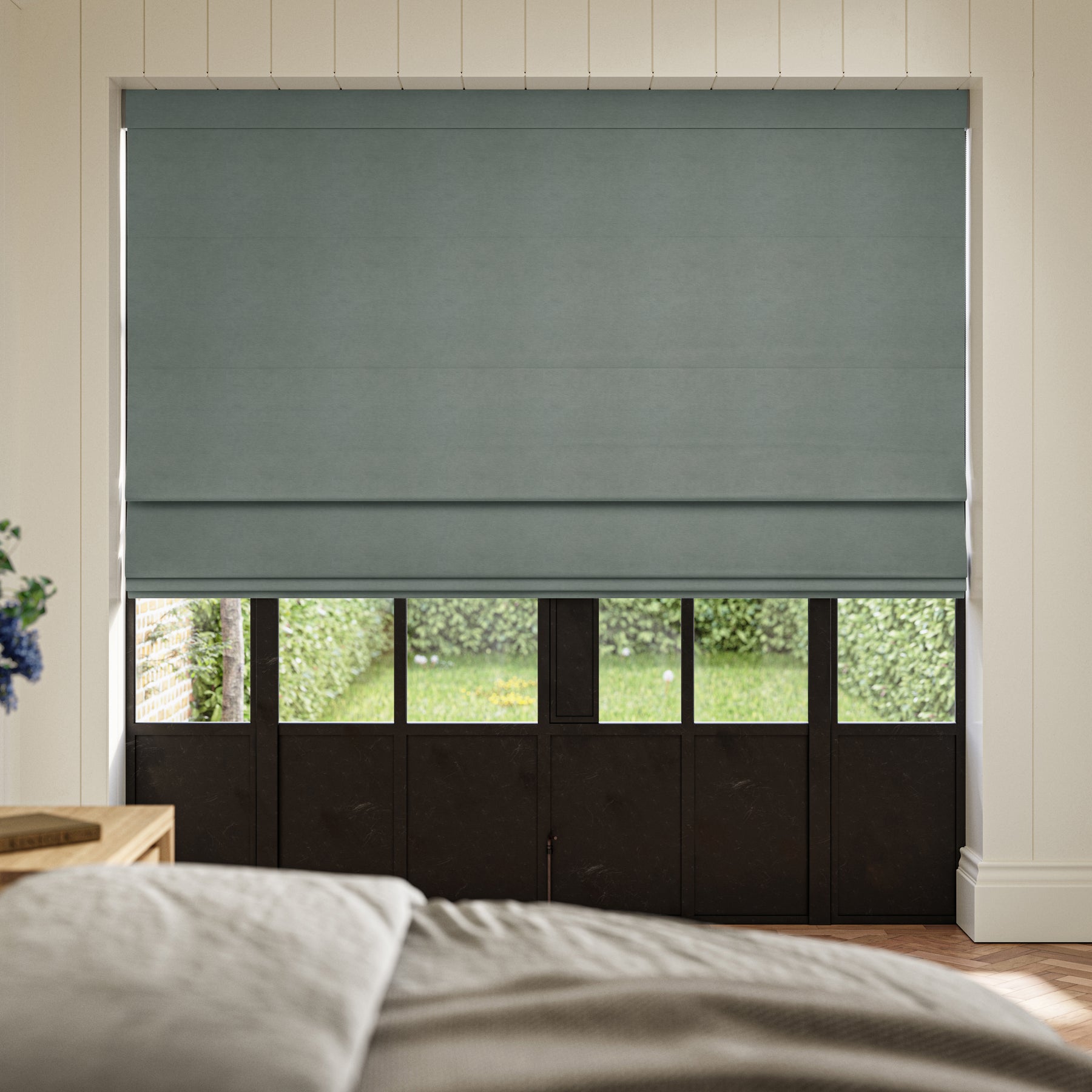 ANTE DECOR Virtus NO JOINS Soft Dim Out Made To Measure Roman Blind Charcoal