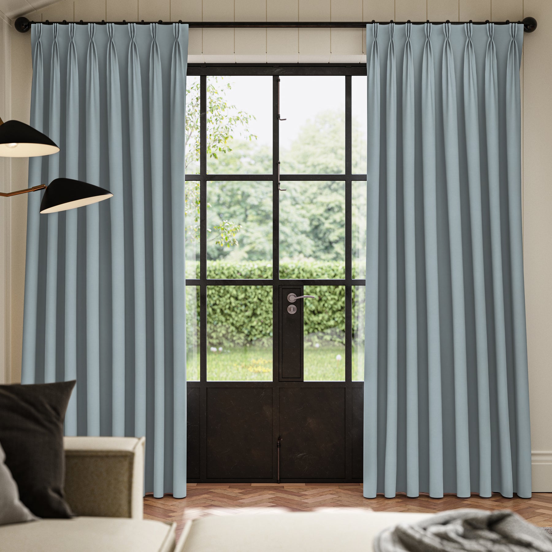 ANTE DECOR Virtus NO JOINS Soft Dim Out Made To Measure Roman Blind China Blue