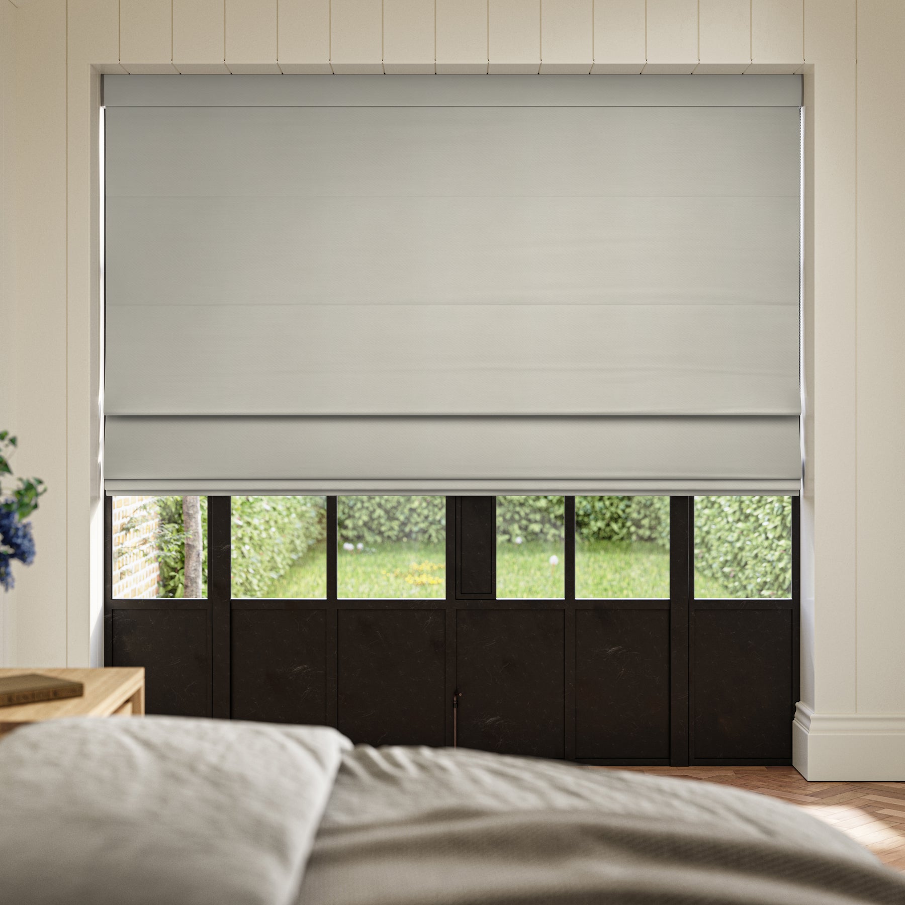 ANTE DECOR Lucent NO JOINS Sleek Blackout Made To Measure Roman Blind Ecru
