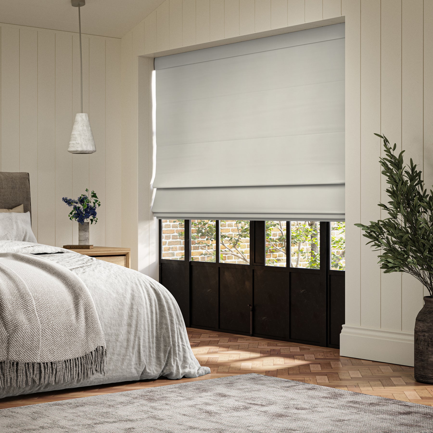 ANTE DECOR Lucent NO JOINS Sleek Blackout Made To Measure Roman Blind Ecru