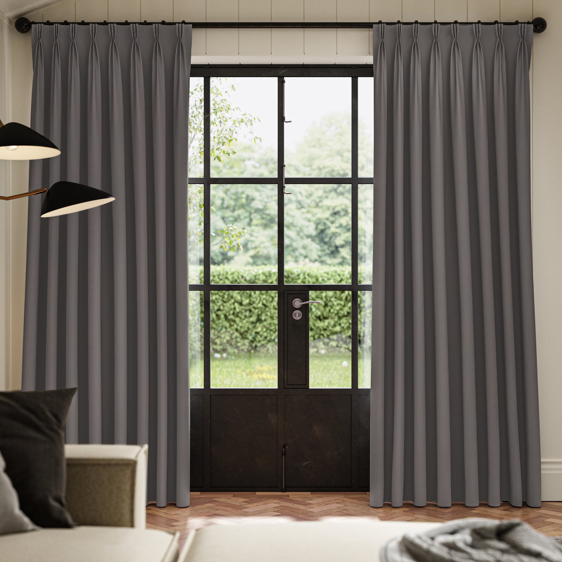 ANTE DECOR Lucent NO JOINS Sleek Blackout Made To Measure Roman Blind Smoke