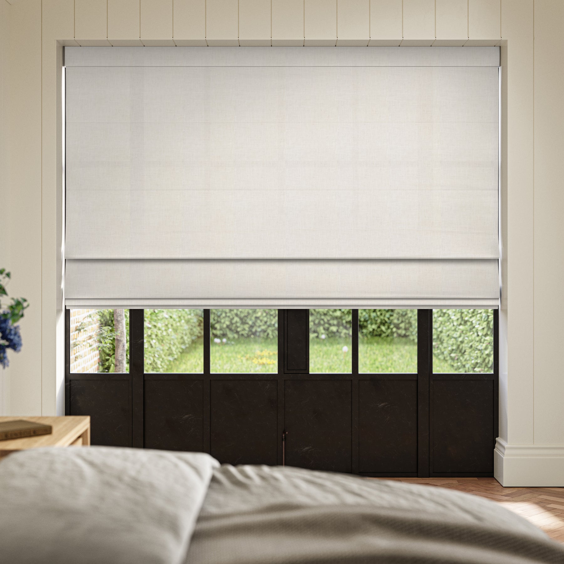 ANTE DECOR Celest NO JOINS Sheer Made To Measure Roman Blind White