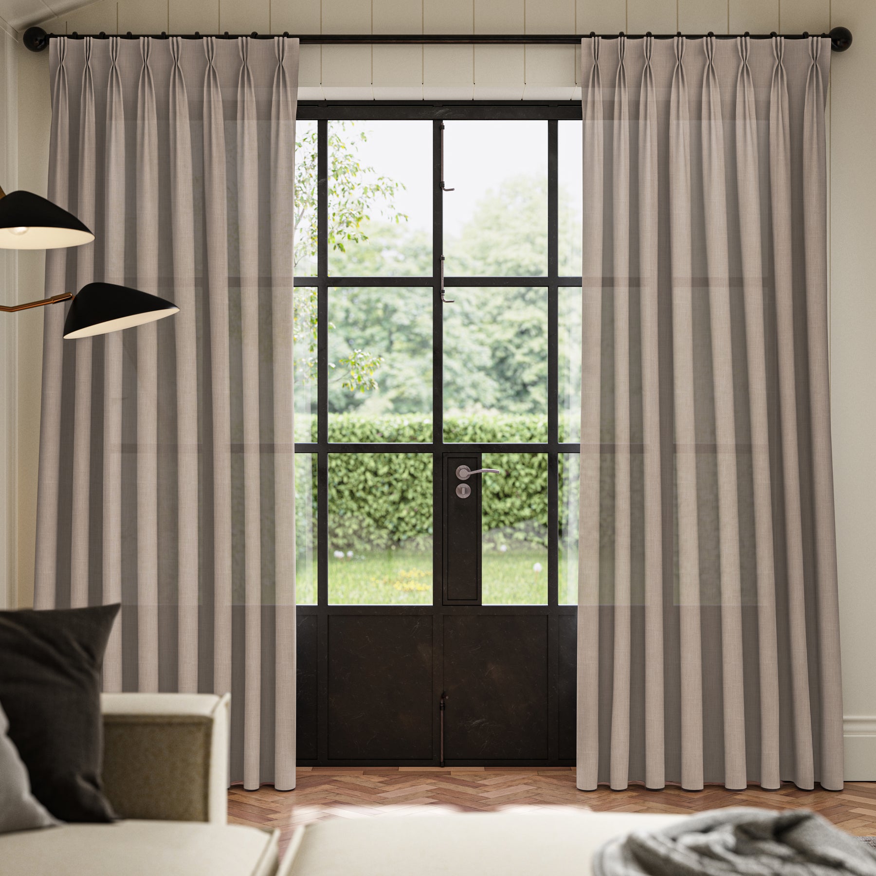ANTE DECOR Celest NO JOINS Sheer Made To Measure Roman Blind Taupe